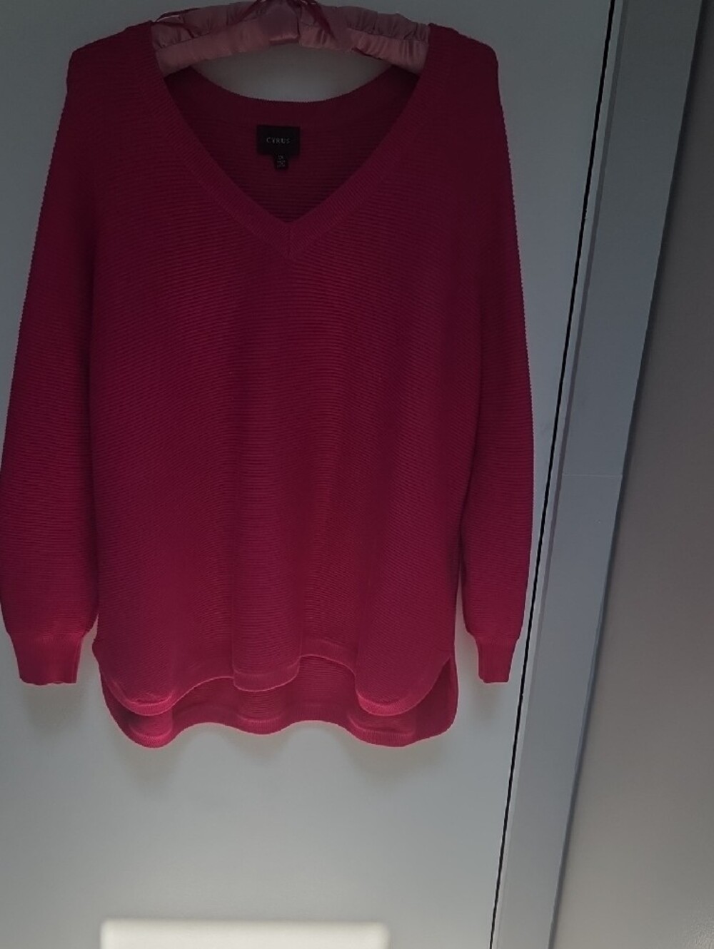 Cyrus Raspberry Pink V-Neck Sweater - Picture 2 of 5